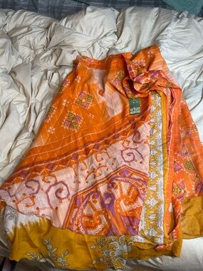 Urban Nomad Orange & Yellow Printed wrap skirt/dress